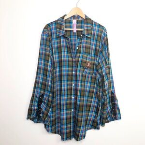 Savage Fenty plaid oversized button down shirt